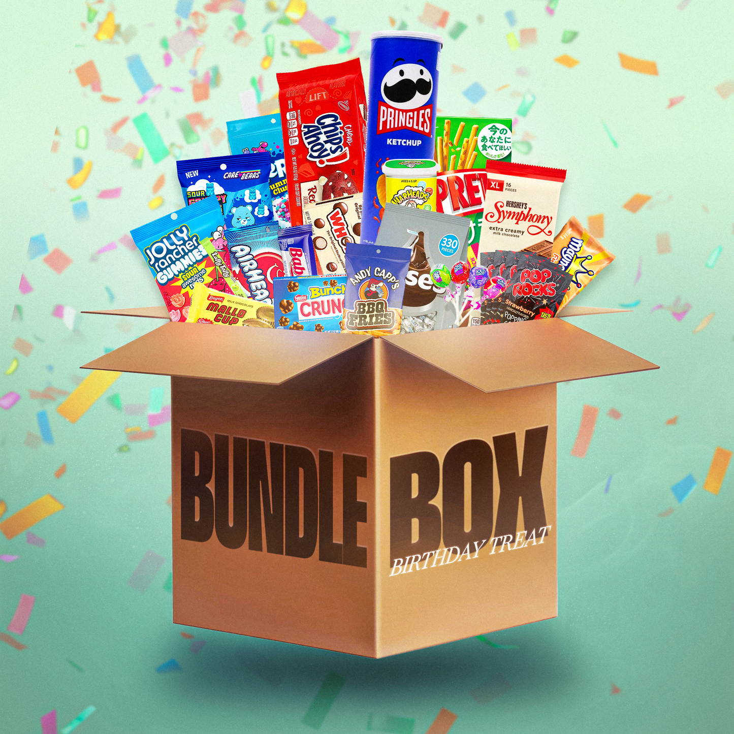 Birthday American Candy Gift Box – USA Snacks & Sweets Hamper with Cheetos, Cookie Dough Bites, Soda & More